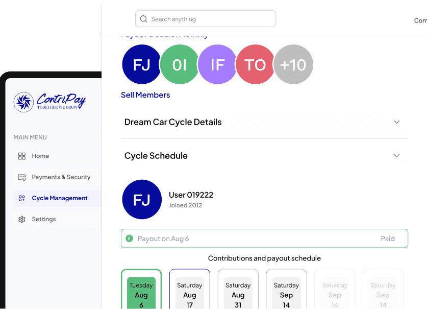 Contripay web app interface preview